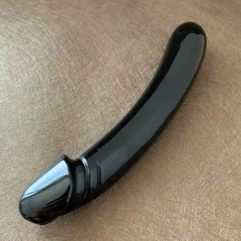 

Natural obsidian carved female health care quartz stone crystal dick massage polishing