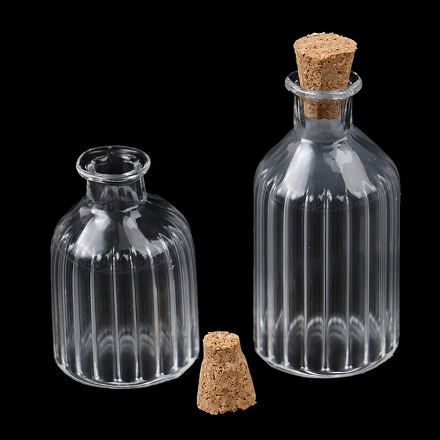 1:12 Dollhouse Miniature Mini Glass Bottle Cork Cover Tiny Jar Vials Model Doll House Decoration Accessories Kids Play Toy 2