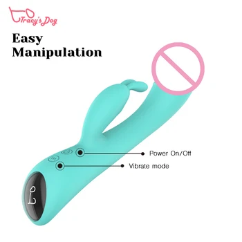 Tracy's Dog Blue Bunny Vibrator Erotic Adult Sex Toys For G Spot & A-Spot Stimulation USB Charging Ribbit Vibrators For Women 3