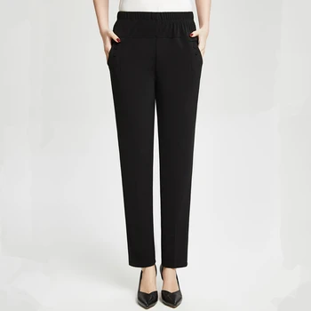 

2020 Summer Harem Pants Women Ankle-Length Trousers Women Plus Size Vintage Korean Pants Summer High Waist Black Straight Pants