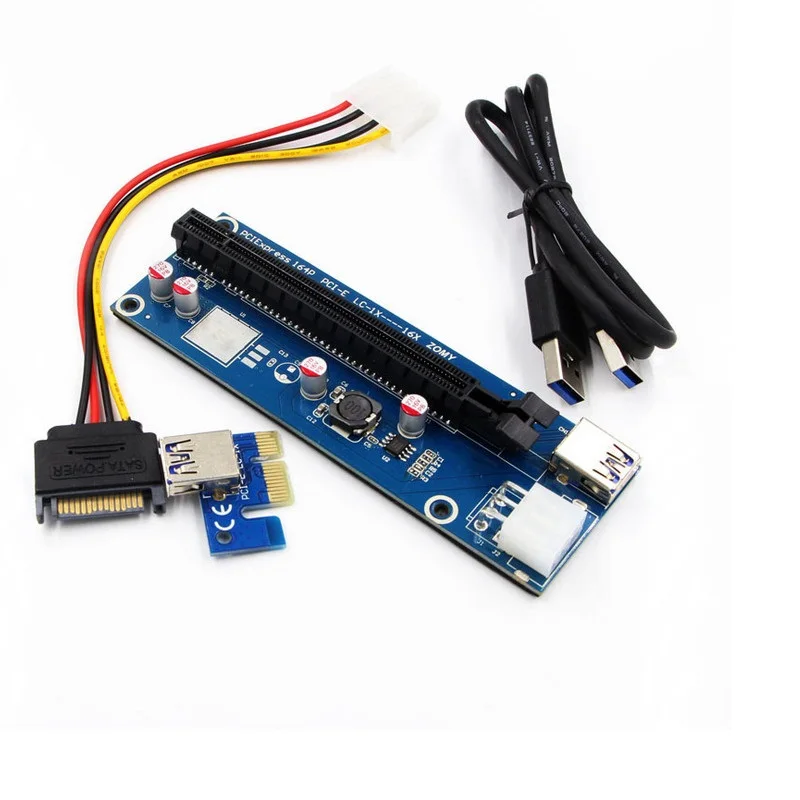 Conjuntos Pci-e Express Usb3.0 1x To16x Extensor Riser Cartão Adaptador Sata Cabo de Alimentação Placa Pcb 4 Cabos de computador e conectores - Imagem 6