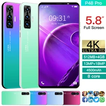Smartphone P48Pro débloqué, téléphone portable, 5.8 pouces, 512 mo de RAM, 4 go de ROM, Android, double SIM, bon marché