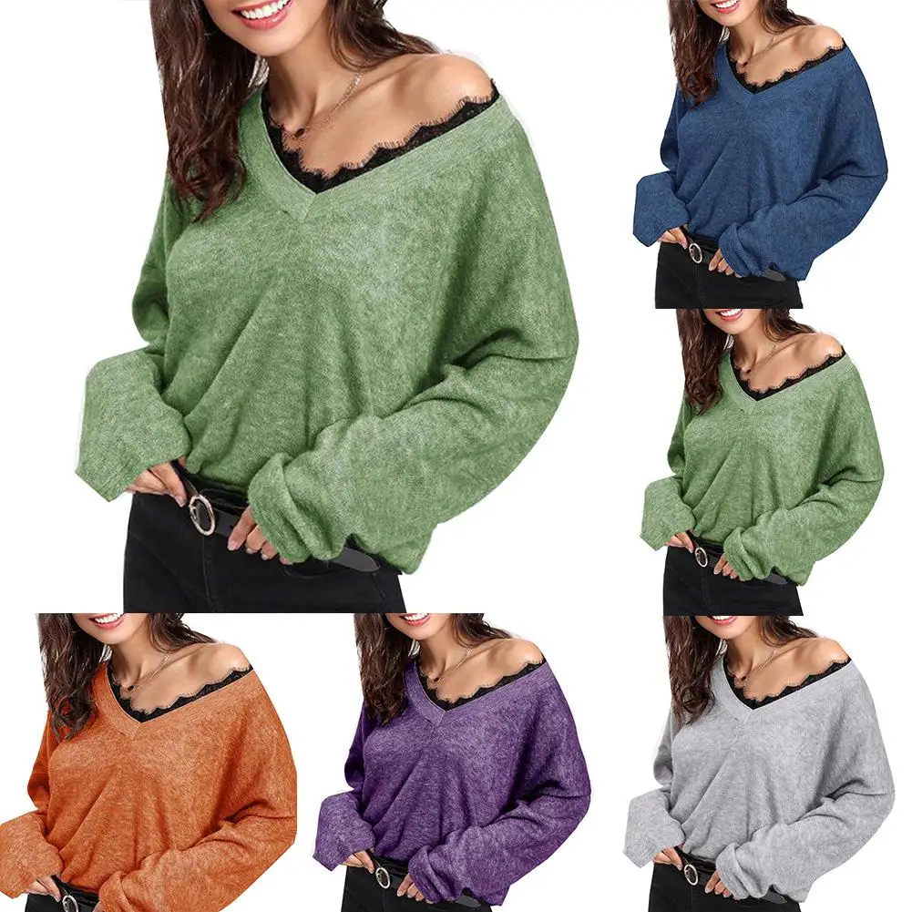 2020 autumn winter fashion word shoulder loose women's solid color explosions single item knitted sweater | Женская одежда