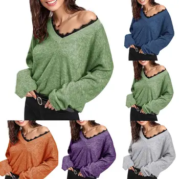 

2020 autumn winter fashion word shoulder loose women's solid color explosions single item knitted sweater