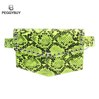

Leather Serpentine Waist Bag Women Rivet Chest Bags Crossbody Fanny Packs Female Waist Pack Heuptas Pochete Dropshipping