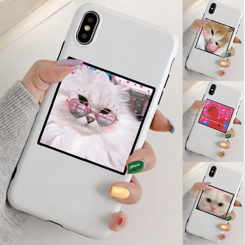 

Cute I Love U Cats Cat Image Photo Case white Color Soft Case For iPhone Xs 8 7 6S Plus XS MAX XR Silicone Phone Cover Cases