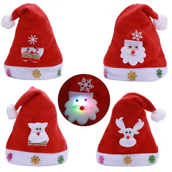

LED Xmas Hat Christmas Party Night Santa Cap Santa Claus Reindeer Snowman Hats