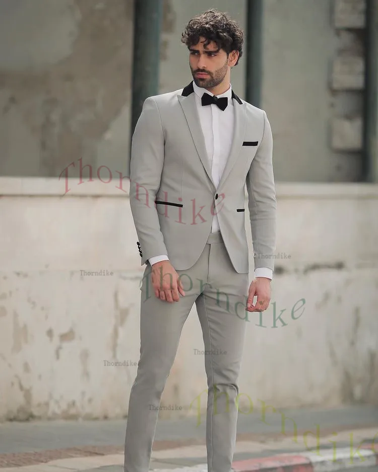 Thorndike Single Breasted Wedding Suit Prom Men Suit Groom Tuxedo Man Blazer Latest Design Costume Homme Men's 2 Pcs T1336