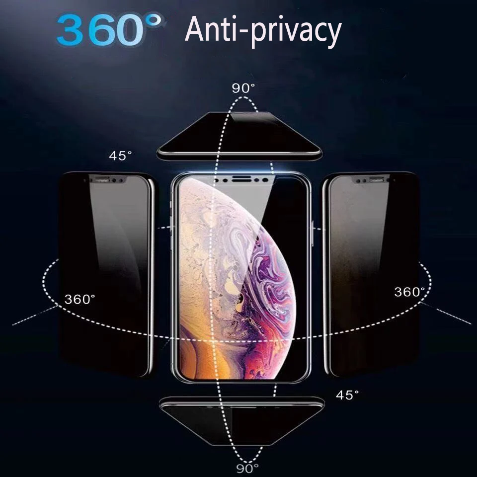 10Pcs 360°Full Cover Private Screen Protector For iPhone 11 12 Pro Max X XR XS MAX 13 Pro Anti-spy Tempered Glass Privacy Film