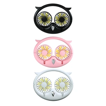 

360 ° Rotating Owl Neck Fan, Portable USB Folding Dual Fan Desktop Fan Air Cooler for Office Travel Running