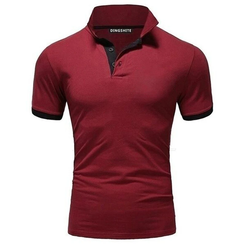 Burgundy Мужская одежда, лето, короткий рукав, поло, одноцветная, тонкая рубашка, мужская, повседневная, обычная, поло, дышащая, на пуговицах, рубашка поло, 6 цветов, S-XXL - Цвет: Burgundy