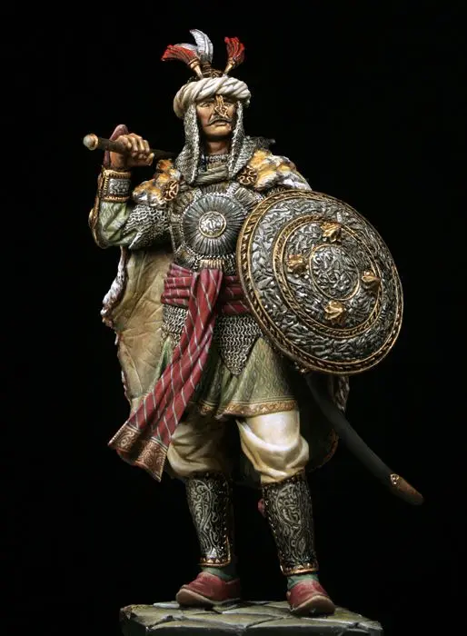 Разобранный 1/24 75 мм Mughal старинный воин Статуэтка из смолы набор миниатюрных