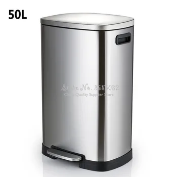 

50L home Stainless Steel Battery Flip style Large capacity Trash Can Kitchen and Bathroom Trash Can for Factory Office Hotel