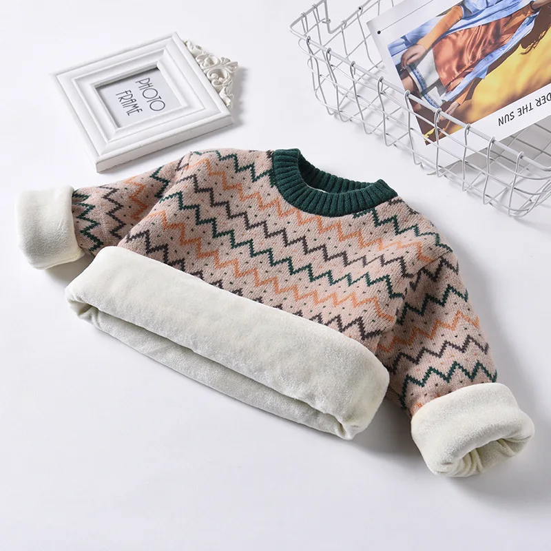 Свитер для маленьких детей; цветная стеганая осенне-зимняя одежда для мальчиков; плотная трикотажная водолазка; теплые парки; бархатный пуловер; свитер - Цвет: 006