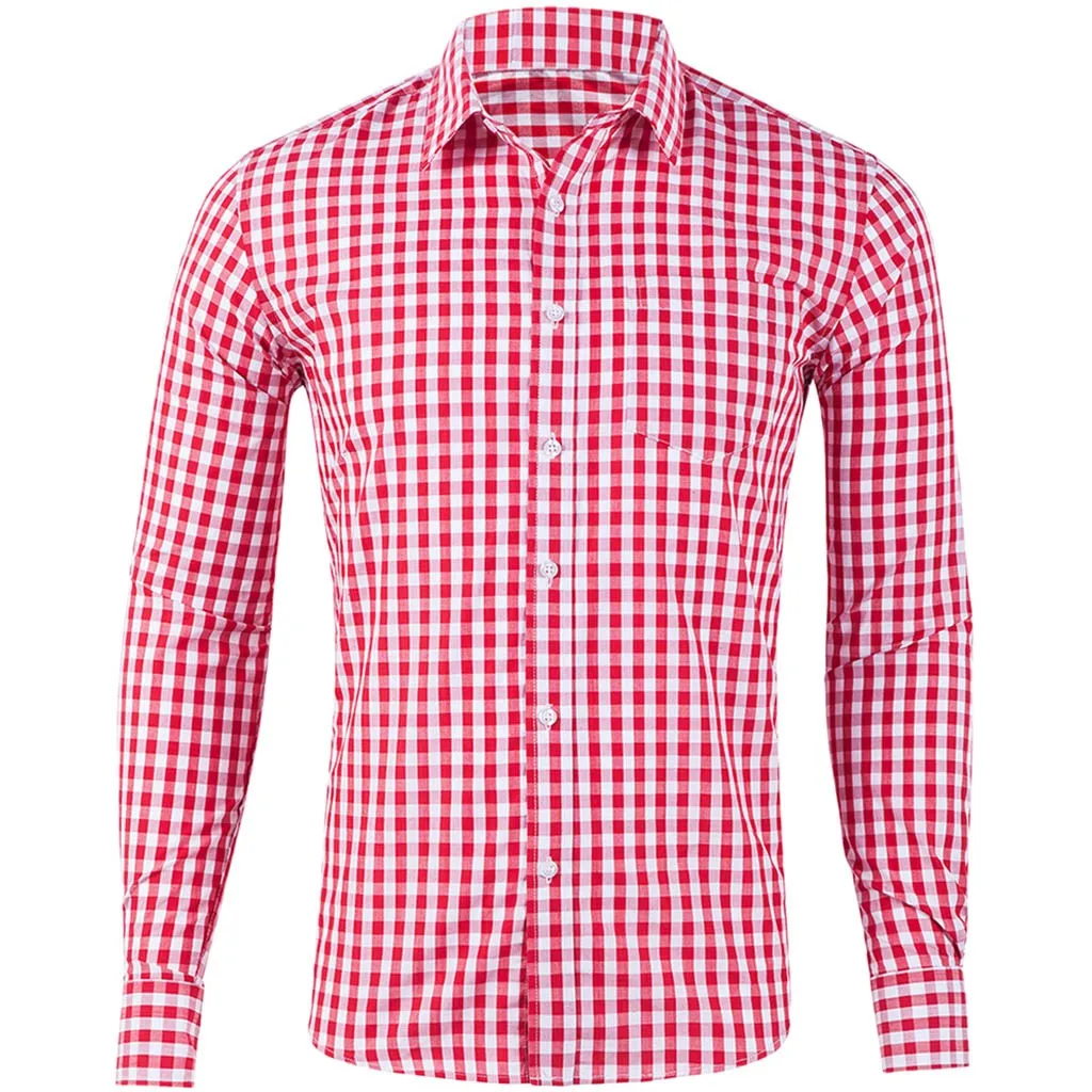Camisa masculina, модная мужская Повседневная рубашка, новинка, в клетку, с карманом, с длинным рукавом, рубашка, топ, блуза, erkek mon, рубашка для мужчин