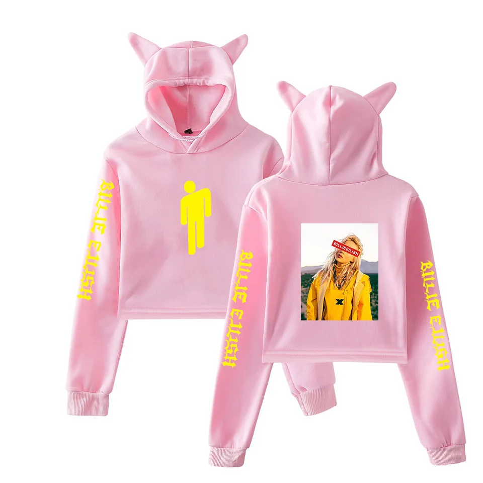 Style 17 Billie Eilish толстовка с капюшоном, укороченный топ с кошачьими ушками, толстовки, Модные осенние укороченные топы, сексуальные K-pops Harajuku Короткие топы для женщин и девушек - Цвет: Style 17