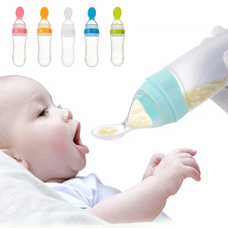 Bouteille d'alimentation sûr pour nouveau-né | Silicone, cuillère à presser, bouteille à lait, complément d'alimentation pour bébés de 90ML