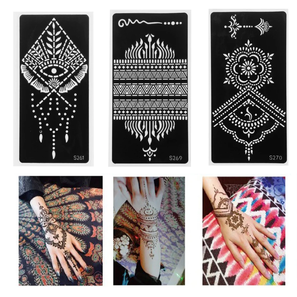 1PC Bohemian Henna Tattoo Stencil Temporary Arm Tattoo Body Art Sticker  Template Indian Wedding Painting Henna Kit Tools|Temporary Tattoos| -  AliExpress