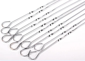 

10 Pieces Barbecue Sticks Portable Stainless Steel Sticks for Outdoor Barbecue Silver Househld kichen