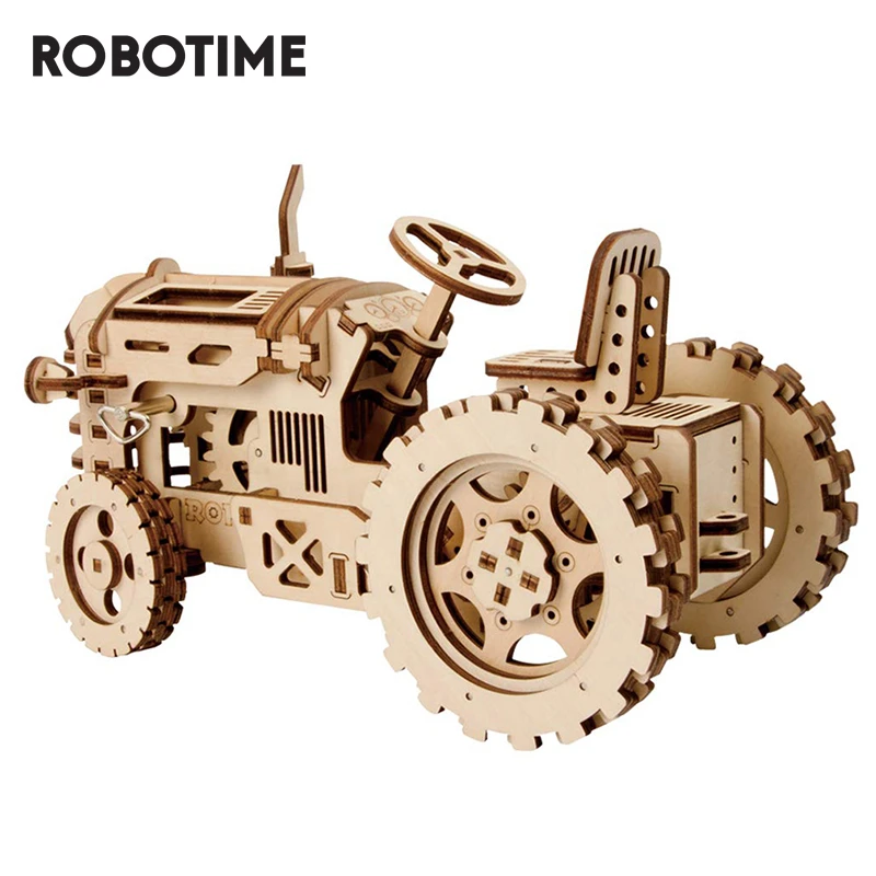 Robotime Rokr Diy Mechanical Gear Drive Tractor Model Building Kit 3d Wooden Puzzle Assembly Toys For Kids Drop Shipping Lk401 Model Building Kits Aliexpress