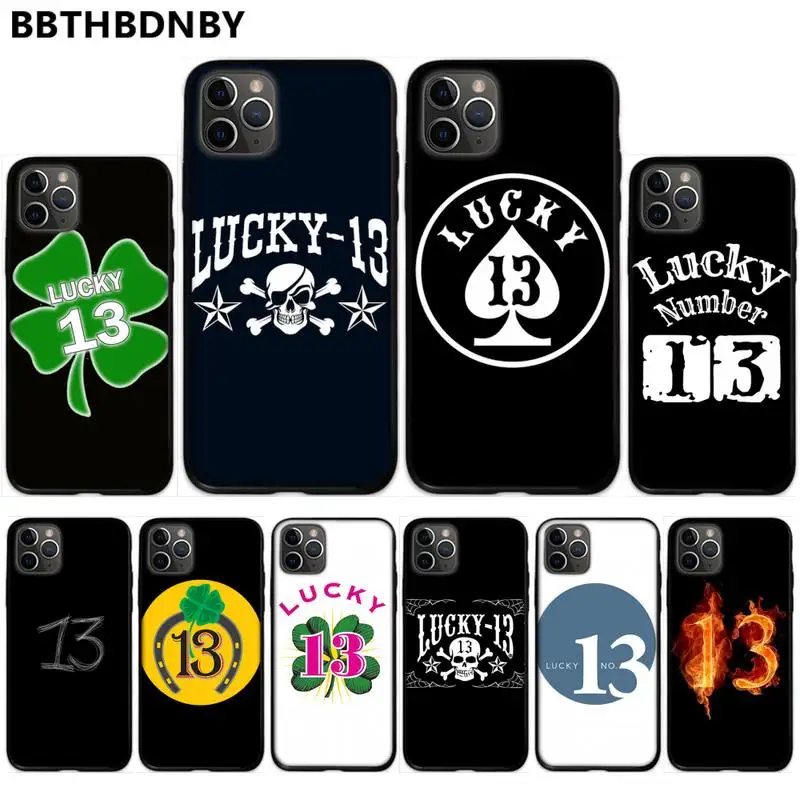 Чехол для телефона lucky number 13 разноцветный мягкий силиконовый черный iphone 5 5S SE 5C 6 6S 7