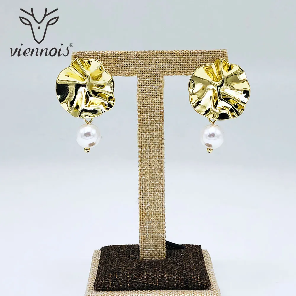 Viennois Dubai Stud Earrings for Women Hollow Circle Round Geometric Faux Pearl Jewelry Africa | Украшения и аксессуары
