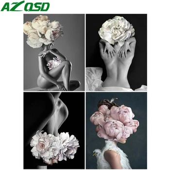 

AZQSD Oil Painting By Numbers Flower On Canvas Set Decor For Home Frameless Painting By Numbers Nude Girl Handpainted Gift