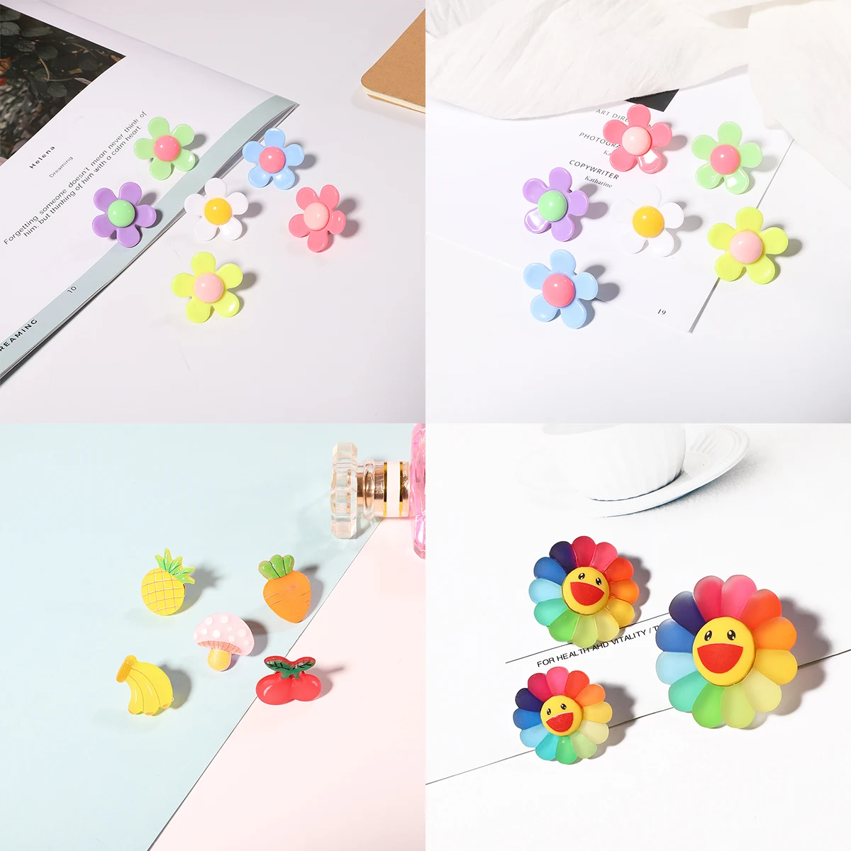 

1~6 pcs/set flowers pineapple carrots mushrooms bananas cherries Brooch Enamel Pin Metal Badge Brooches for Women