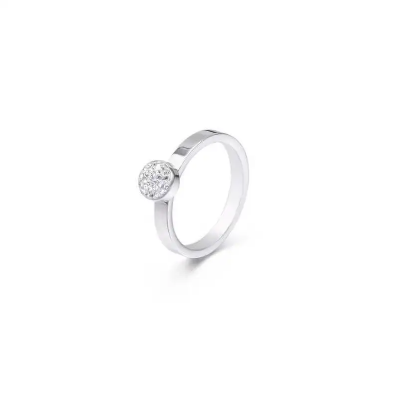 Трендовое кольцо для влюбленных из нержавеющей стали для женщин и мужчин, кольца с кристаллами CZ, роскошные брендовые ювелирные изделия, свадебный подарок - Цвет основного камня: Steel