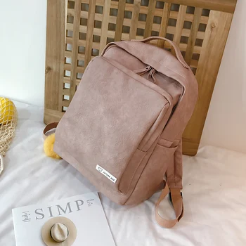 

European fashion solid color Preppy Style backpack female summer new Korean ins Harajuku vintage simple casual female backpack