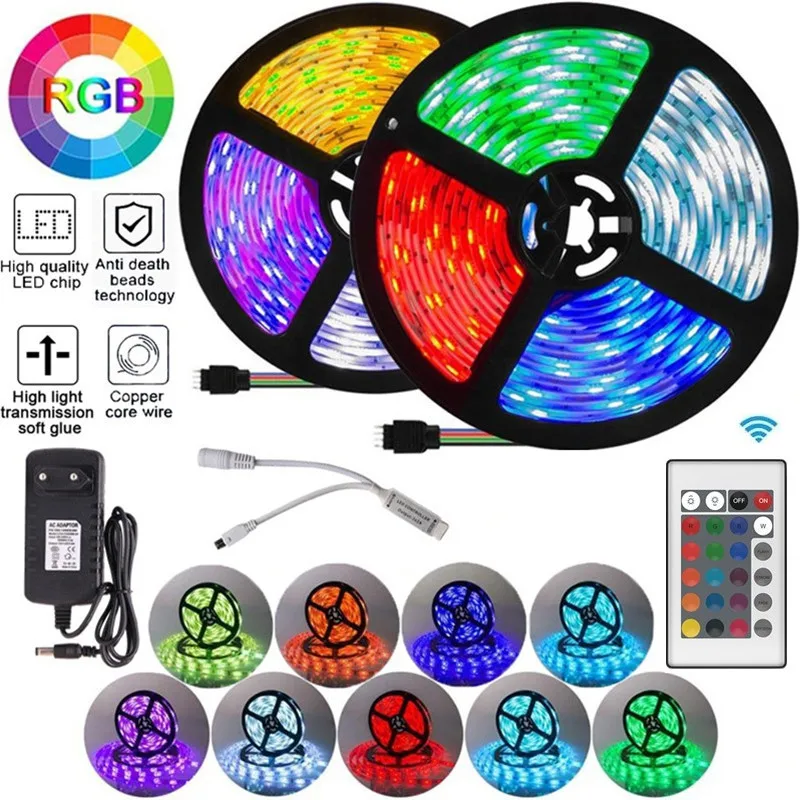 Светодиодный ленточный светильник RGB 5050 SMD 2835 гибкий светодиодный luces лента 5 м 10
