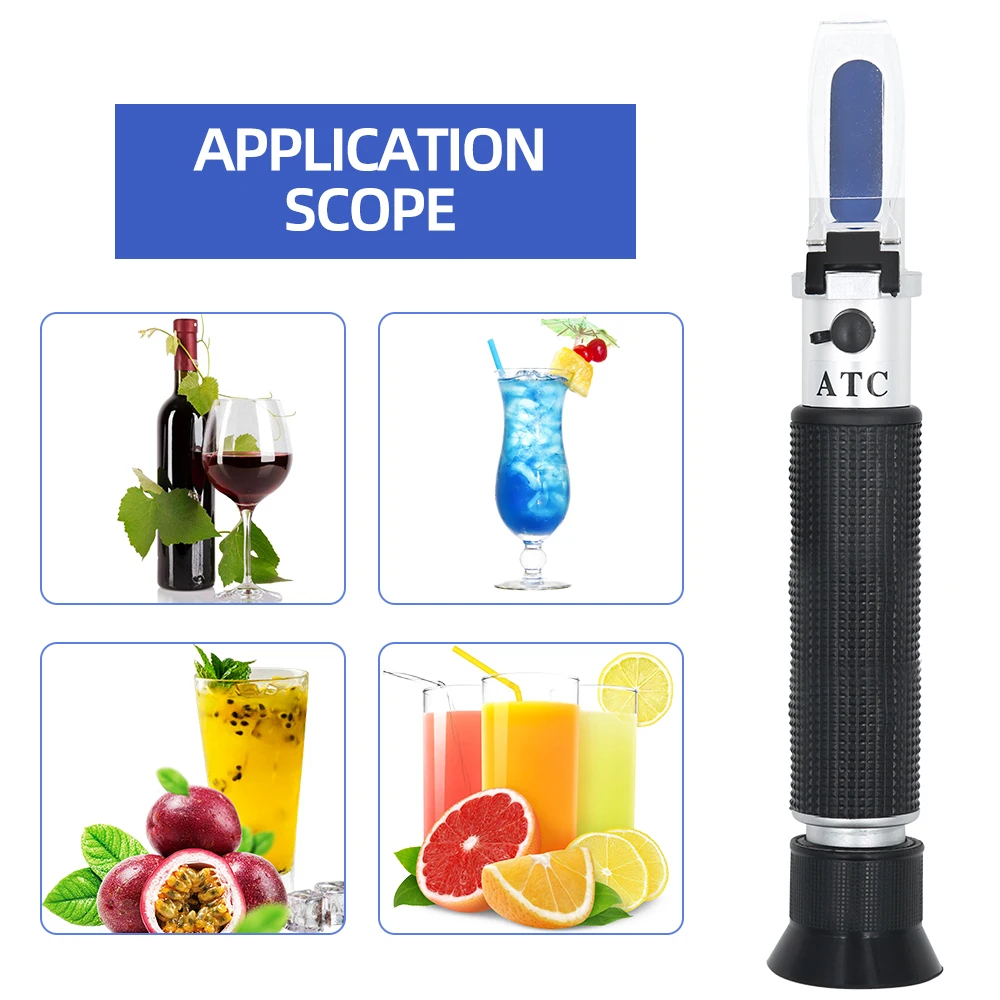 Alcohol Refractometer 0-80% Handheld Beer Spirits Tester Portable Alcohol Meter Concentration Meter Adjustable Manual ATC hand held refractometer alcohol refractometer liquid refractometer