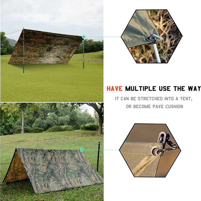 Многофункциональный дождевик военный водонепроницаемый дождевик пончо для выживания на открытом воздухе палатка коврик для инструменты для охоты туризма