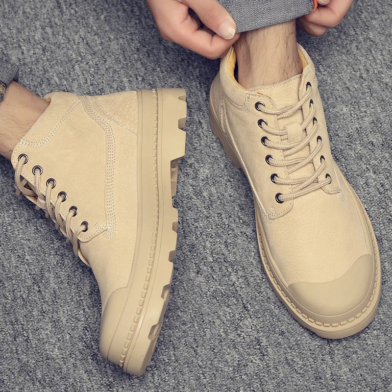 Купить Martin boot man autumn new south Korean version of the trend high help men's shoes fashion joker leather leisure boots  Обувь | Ботинки (4000066488542)