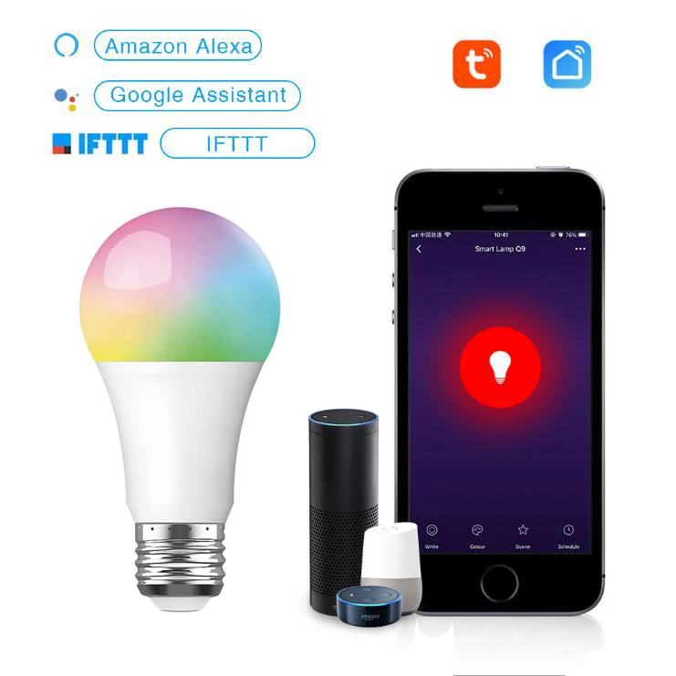 

100pcs Wifi Smart Bulb Remote Control LED Light 10W RGB Magic Light Bulbs Lights Compatible with Alexa and Google Home