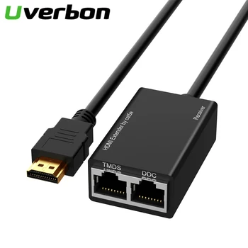 

HDMI Audio Cable HDMI Extension Cord Over RJ45 CAT5e CAT6 UTP LAN Ethernet Extender Repeater 1080P 3D to 100ft HDMI Adapter Cabo