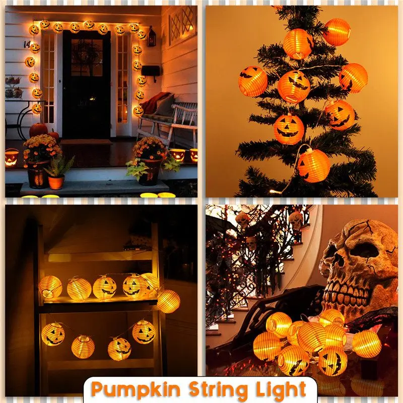 

10/50/100LEDs Halloween Pumpkin led string lights Halloween Holiday Christmas Party Decoration Lanterns Light Battery Operated