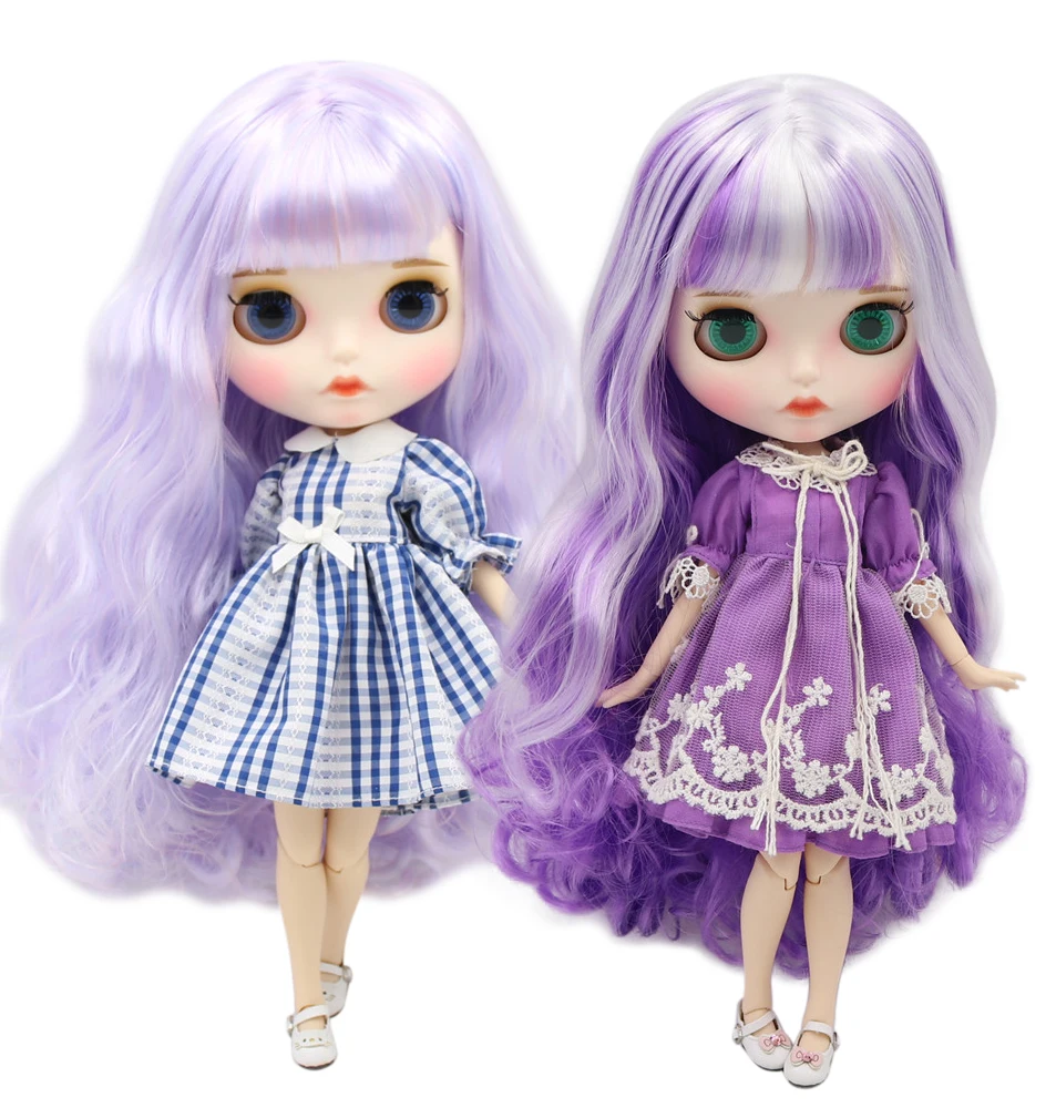 ICY DBS Blyth doll joint body custom face purple hair only nude doll DIY special 1/6 bjd