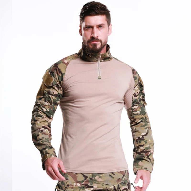 Мужская быстросохнущая Водолазка с длинным рукавом BDU тактическая камуфляжная