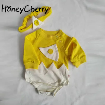 

Infant Bodysuit Triangle Climbing Spring Infant Creeper Long Sleeve Romper With Hair Band Baby Bodysuit