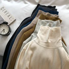 Word double pile high collar sweater female 2021 winter new solid color thickened bottoming sweater top D1692