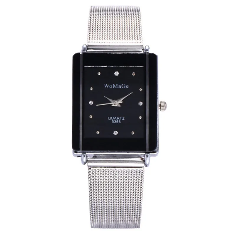 

Womage Fashion Mesh Belt Couples Quartz Watch Square Mesh Belt Diamond Watch Fashion Gift Watch