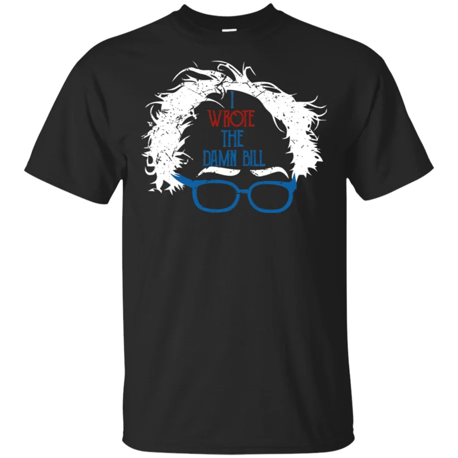 I Wrote The Damn Bill Vtg T-Shirt Bernie Sanders 2020 Shirt Black-Navy Short Men Retro Tee | Мужская одежда