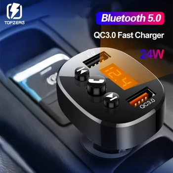 

USB Car Charger QC 3.0 Fast Charging Car Kit Bluetooth 5.0 FM Transmitter Receiver MP3 Player Quick Charger Dual Phone Charger