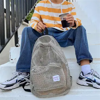 

Design Ultra-light Transparent Shoulder Bags For Bag And Women ultra-fire Simple Hollow Mesh Backpack Chao Brand Student Bags