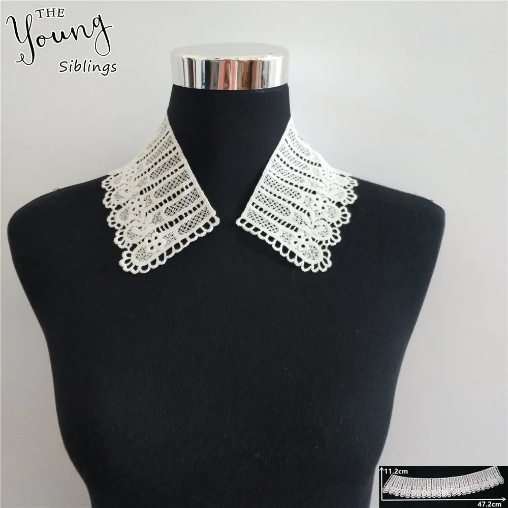 Белый вышитый цветок кружевной воротник тканевый швейная Аппликация DIY