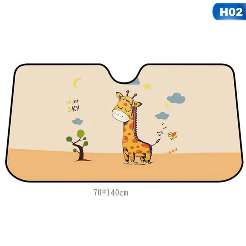 Cartoon windshield folding sun shade Block sunshade cover Front window foil Solar UV protect - Цвет: 2