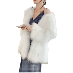 Real Faux Fox Fur Coat For Women Faux Skin Fox Fur Jackets Woman Winter Overcoats Luxury Faux Fur Coats