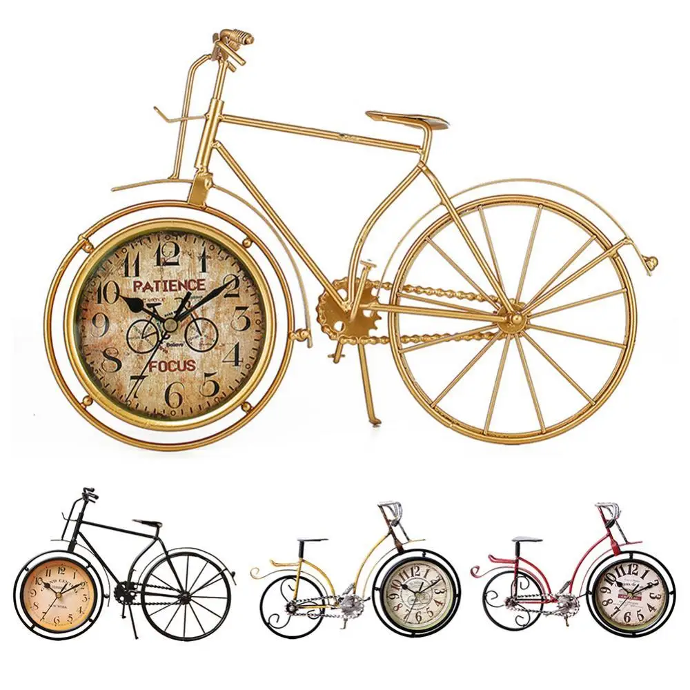 80% Hot Sales!! Retro Vintage Silent Iron Bike Bicycle Clock Home Office Living Room Table Decor