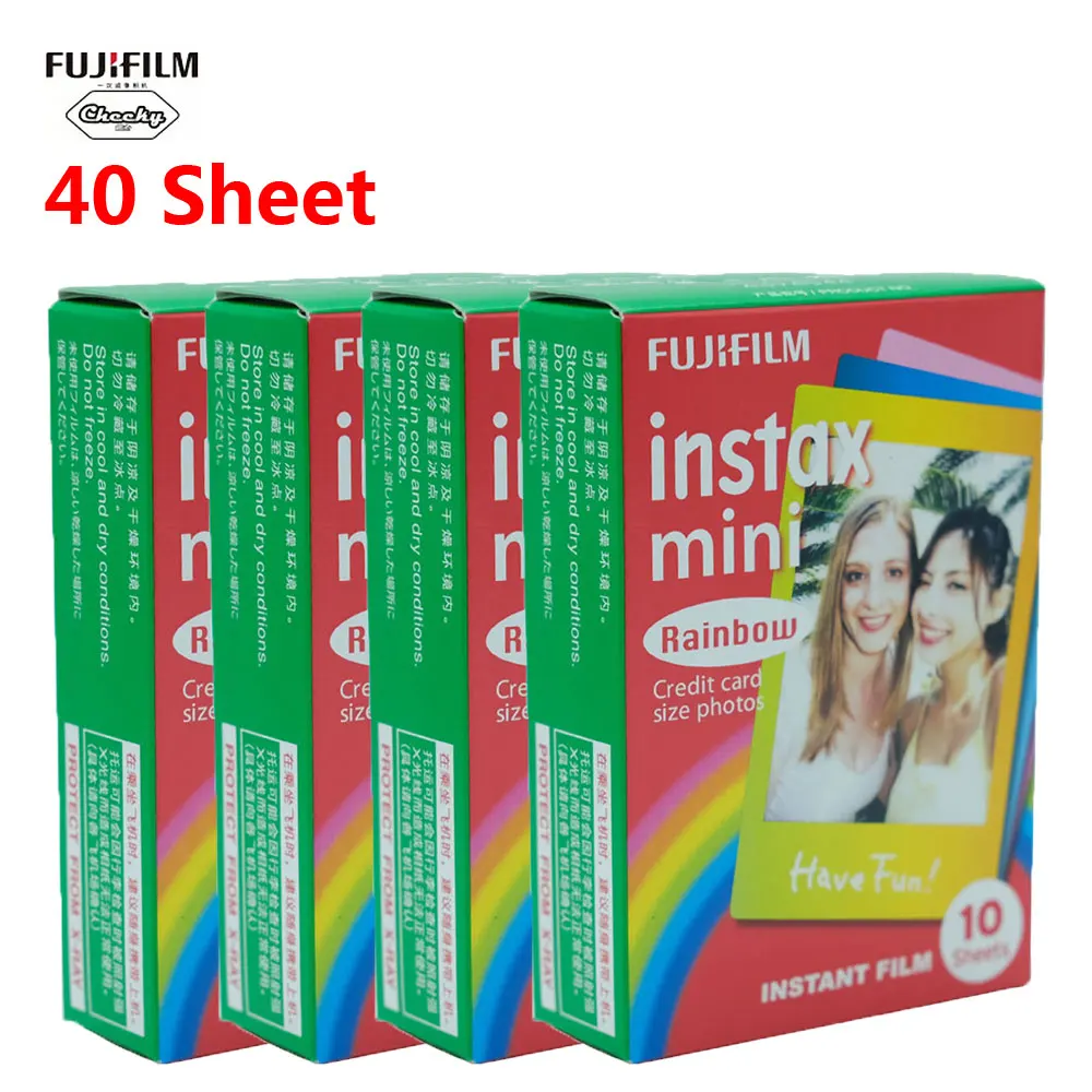 Fujifilm 100 Листы Fuji Instant Mini чехол с мультяшным радужным Защитная пленка с закругленными краями Фотобумага для цифровой фотокамеры Fuji Instax Mini 7/8/9/10/30/50 s/фотоаппаратов моментальной печати 7 s/90/25/20i/25i пленка - Цвет: 40 Sheets